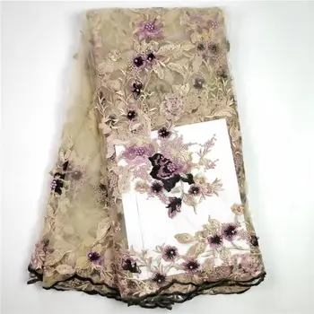 

Beaded Nigerian Lace Fabric Bridal Fashion Tulle Lace African French Lace Fabric 5 Yards Tulle Mesh Net Lace Material-LH25