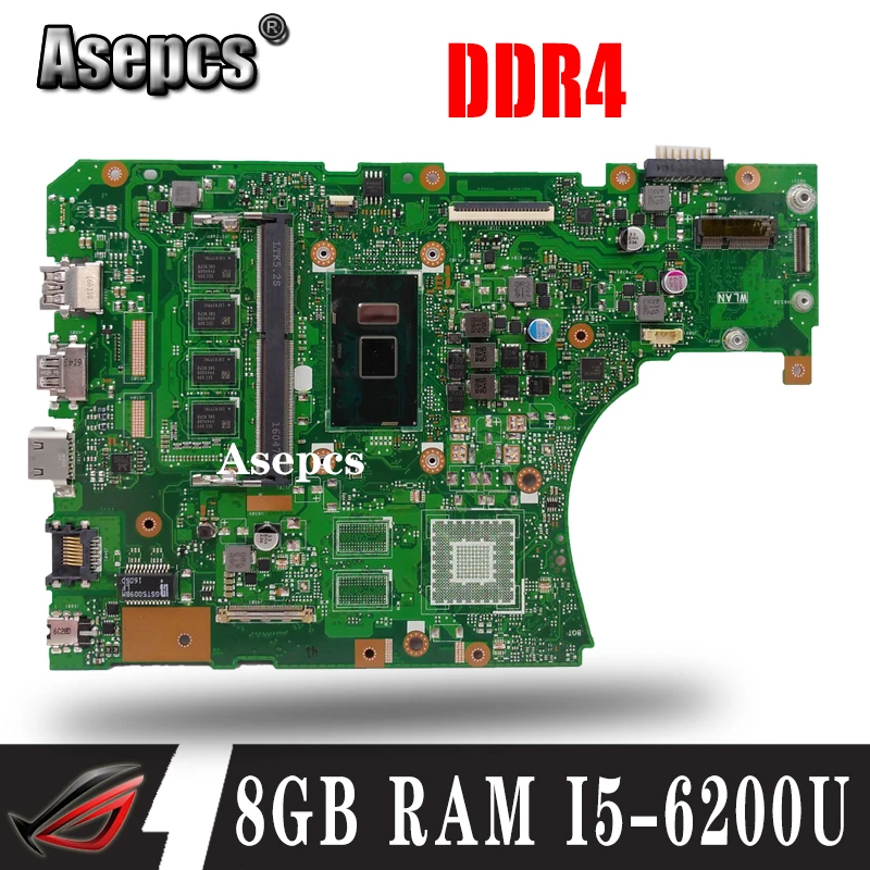 Материнская плата DDR4 X556UAM для ноутбука ASUS X556U X556UV X556UQ X556UQK, оригинальная материнская плата DDR4, 8 Гб оперативной памяти, I5-6200U