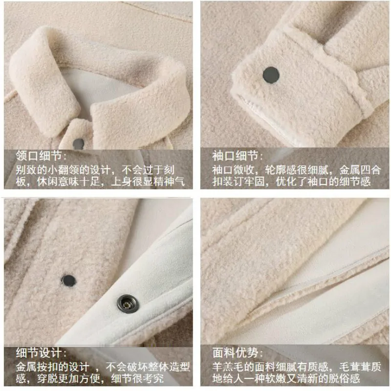Lamb terry ring coat female winter Slim short bomber jacket women fur one plush motorcycle jacket new veste femme printemps 2019