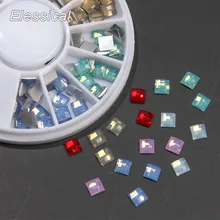 Безызвестные цветные, Новое поступление, 3D квадратные опаловые блестки, стразы, сделай сам, дизайн ногтей, Типсы, украшения, аксессуары для ногтей на колесиках, WY158