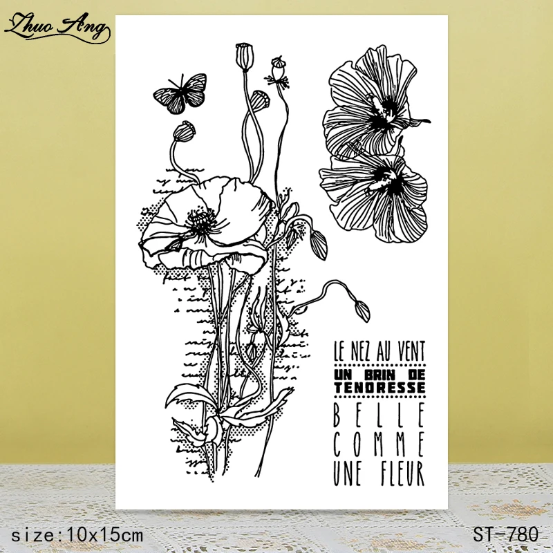 

ZhuoAng Fragile Morning Glory Flowers Clear Stamps/Seals For DIY Scrapbooking/Card Making/Album Decorative Silicon Stamp Crafts
