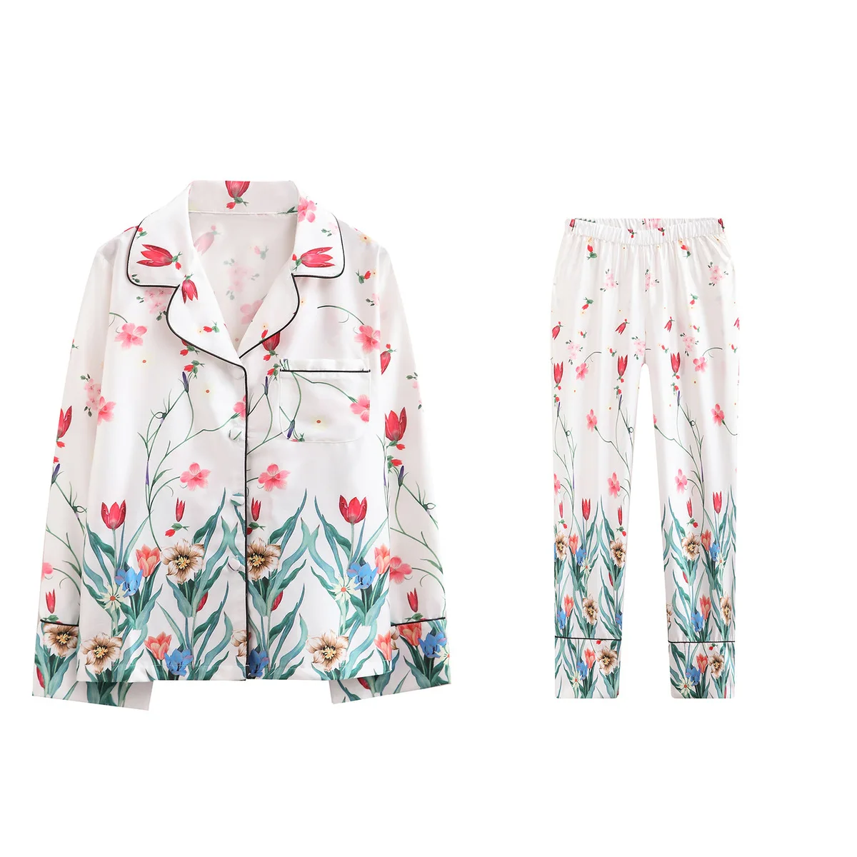 2018 Для женщин Pijama летние пижамы розового дома моды Priting с длинным рукавом костюм