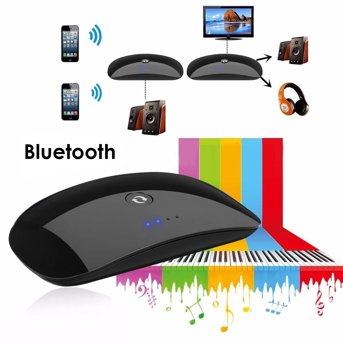 Portable Wireless Bluetooth Transmitter Audio Music CD Player Film Transmitter Receiver with 3.5mm Charging Jack Converter Cable