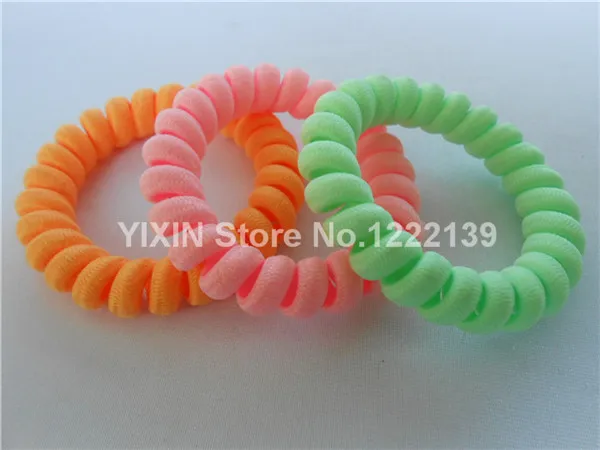 100pcs Telephone Wire Hair Band Wrapped Cloth Fabric Ponytail Holder Elastic Phone Cord Line Hair Tie Hair Accessories