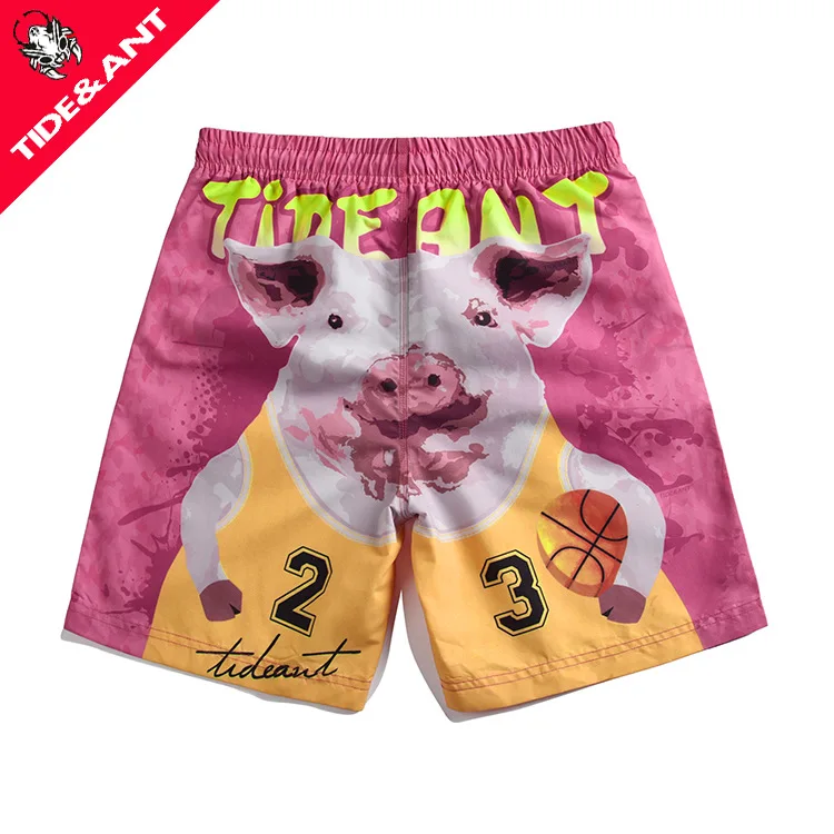 Men Swim Trunks Swim Trunk with Pockets Skull Tiger Quick Drying Surfing Beach Swimwear Beach Shorts Elastic Waistband