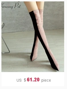 Krazing Pot/эластичные высокие сапоги из натуральной кожи женские сапоги-гладиаторы на среднем каблуке, сохраняющие тепло, в консервативном стиле, выше колена, L16