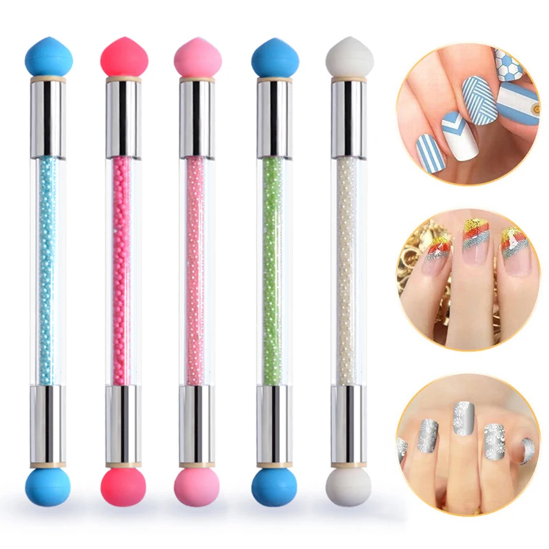 New Double-ended Silicone Sponge Nail Art Pen Glitter Transfer Stamping Blooming Painting Gradient Pen Manicure Nail Art Tool