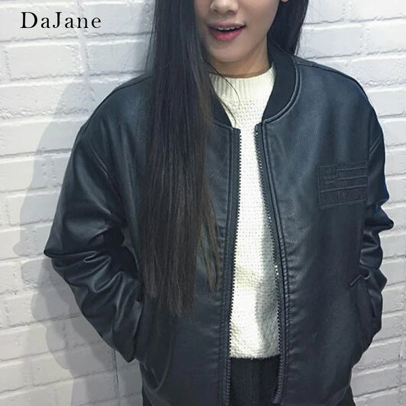 

Haining Ladies Leather Short Leather Jacket DaJane New women's Pu Clothes Baseball Shirt Leather Jacket