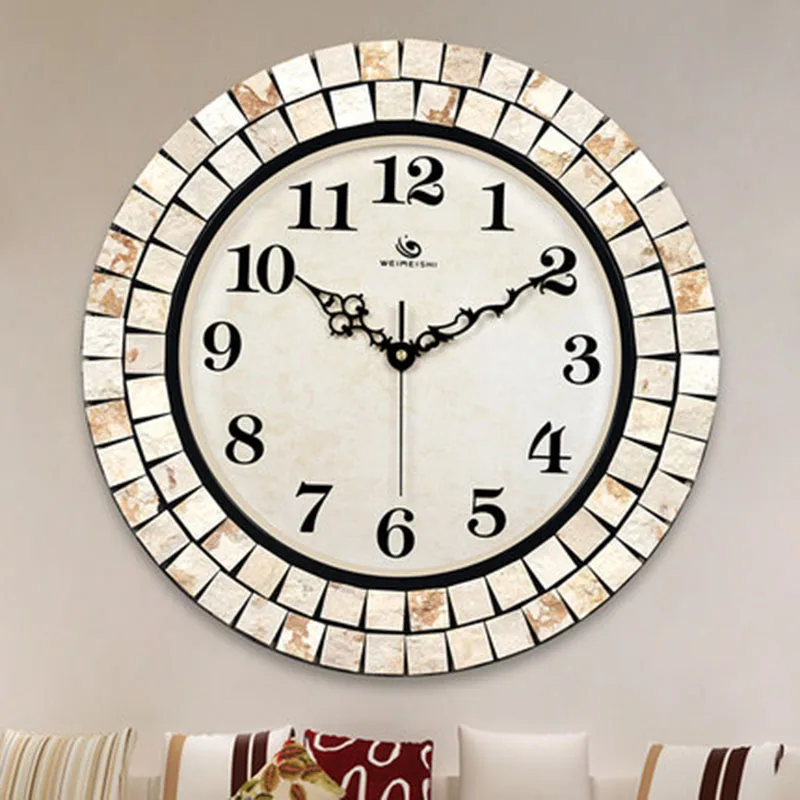 Роскошные европейские часы, современный потертый шик, фермерский дом Kol Saati Oclock, большие декоративные зеркальные настенные часы, домашний декор, винтажные 50B62 - Цвет: 107A