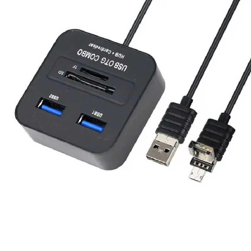 Горячая 5037 OTG кард-ридер Micro-SD TF Многофункциональный USB разветвитель OTG кард-ридер+ концентратор для мобильного телефона, планшета [черный]