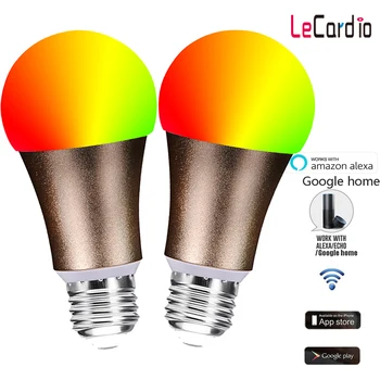 

Gold LED WiFi Bulb RGBW Smart LED Lamp, Dimmable Wake-Up Lights Compatible with Alexa & Google Home Assistant Nest Phone App 2PC