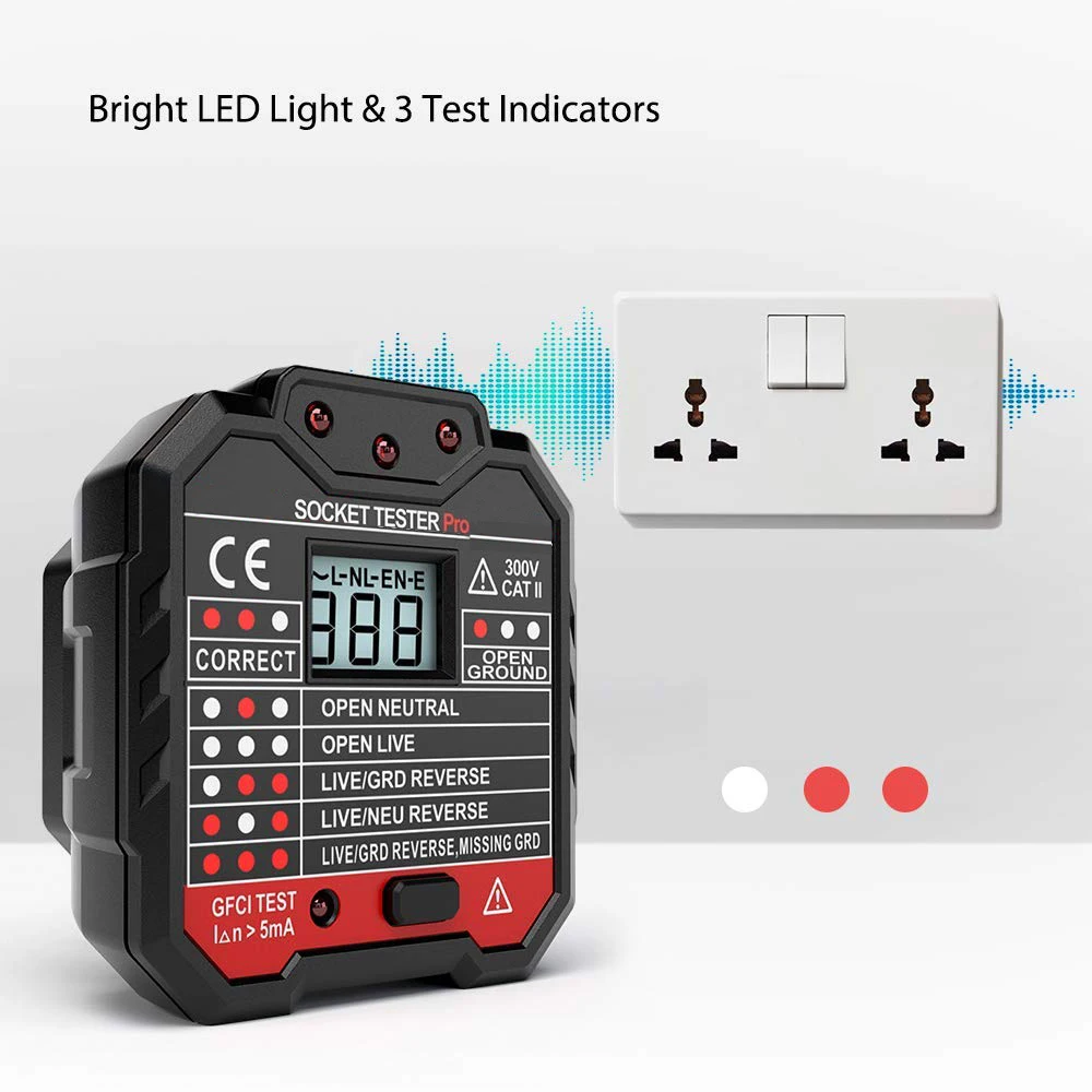 

Circuit Breaker Finders US/EU Plug Socket Tester LCD Display Voltage detector Ground Zero Line Polarity Check GFCI /RCD Tester