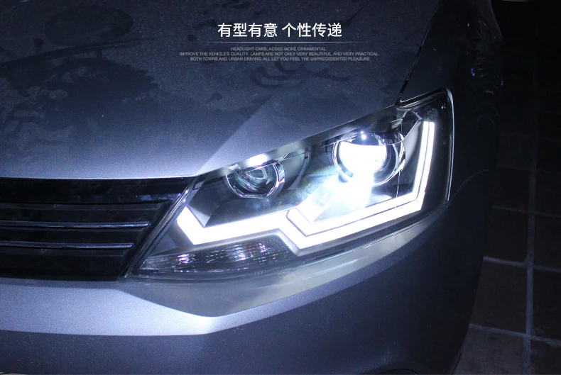 Стайлинг автомобиля фары для VW Jetta 12-15 светодиодный фонарь для Jetta Головной фонарь СВЕТОДИОДНЫЙ дневной ходовой свет светодиодный DRL биксеноновый HID