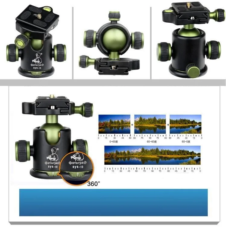 Горячее надувательство SYS10 высокий качественный профессиональный алюминий шаровой головкой/шариковой головкой Quick Release Plate 1/4 винт для цифровых зеркальных фотокамер
