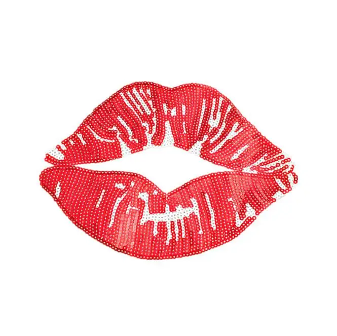 

Big Size Red Sequin Mouth Lip Prints Embroidery Patches lips