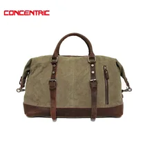 Vintage military Canvas Crazy horse men travel bags Carry on Luggage bags Men Duffel bag travel tote large weekend Bag Overnight