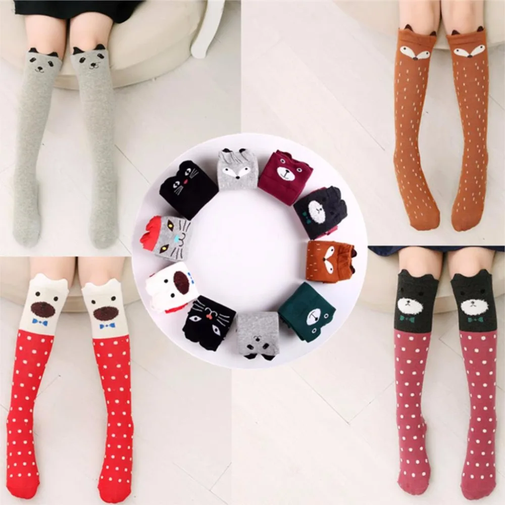 

45cm Kids long socks Winter Cotton Animals baby socks Printed Knee High toddler kids clothing accessories