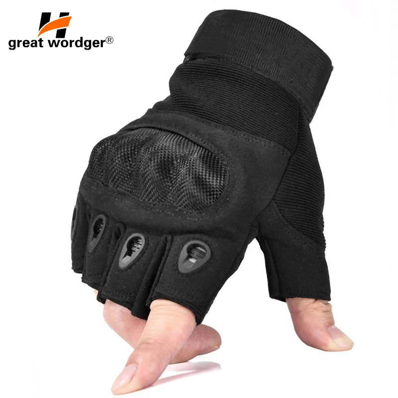

Outdoor Tactical Gloves Half Finger Sports Riding motorcycle Military Men's Gloves Carbon Protection Shell Cycling Gloves