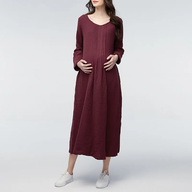VONDA 2019 демисезонный Макси длинное платье для беременных для женщин V средства ухода за кожей Шеи с длинным рукавом повседневные свободные