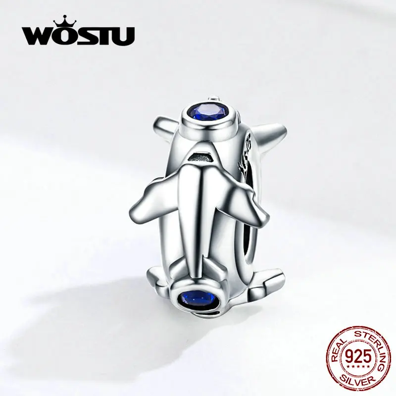 

WOSTU Airplane Silicone Spacer Stopper 100% 925 Sterling Silver Beads Charm Fit Original Bracelet Silver 925 Jewelry FIC1235