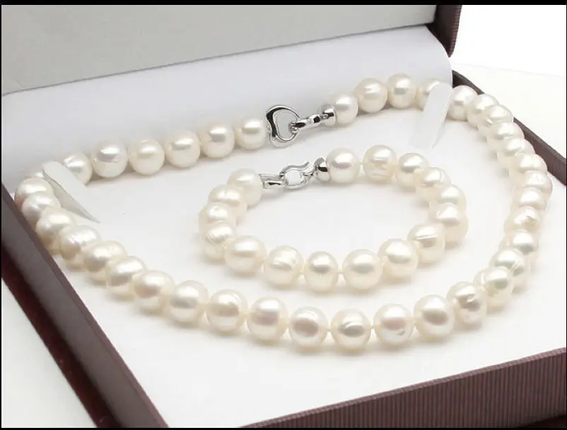 

FREE SHIPPING HOT sell new Style >>>>ATURAL 10-11MM SOUTH SEA WHITE PEARL NECKLACE BRACELET 18"7.5"AAH