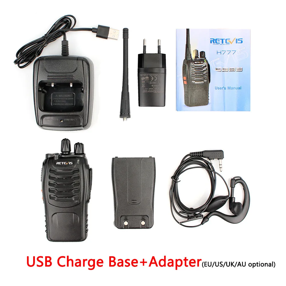 USB charger adapter 20 шт рация Retevis H-777/H777 UHF 400-470MHz портативная двухсторонняя рация рации для ресторана/отеля - Цвет: USB charger adapter
