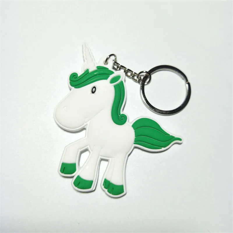 Kawaii Rainbow Unicorn Rhinestone Licorne PVC Keychain Figures Toys Cartoon Flying Horse Key Bag Pendant Dolls 10pcslot (7)