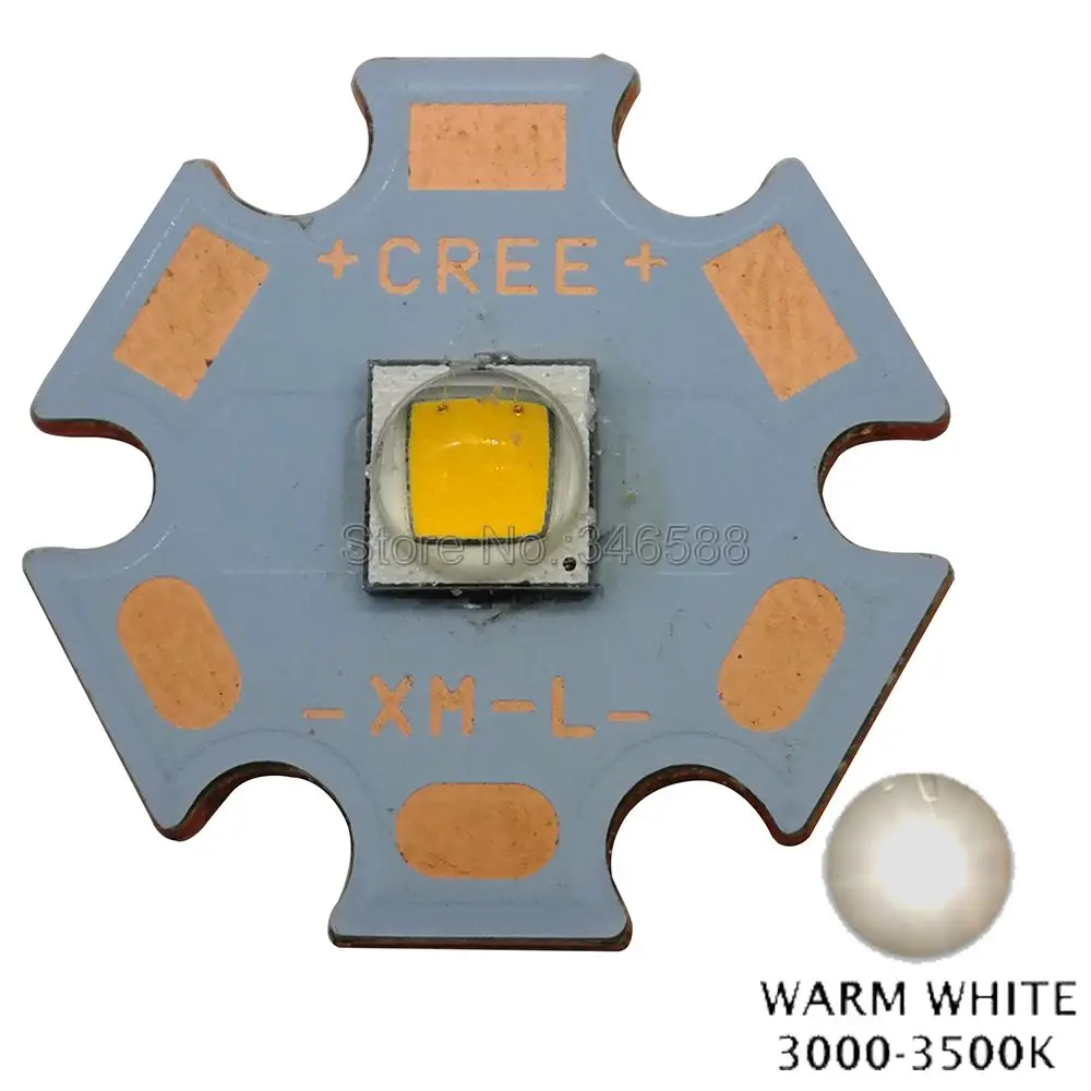 XM-L2 Warm White Cree XLamp XML XM-L или XML2 XM-L2 T6 10 Вт светодиодный Диод высокой мощности на медном основании 20 мм, холодный белый, теплый белый, нейтральный белый - Испускаемый цвет: XM-L2 Warm White