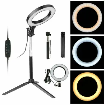 

LED Ring Light Studio Photo Video Dimmable Lamp Tripod Stand Selfie Stick Kit USB Plug LED SMD Ring Fill Light 3E11