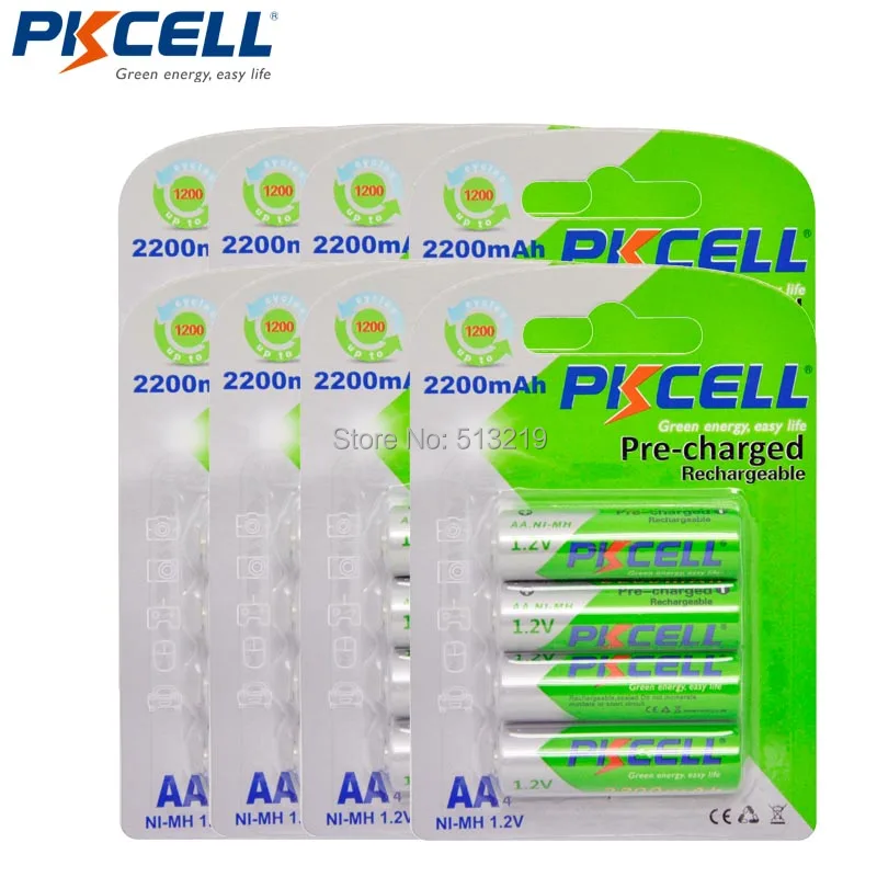 32 x PKCELL AA батареи 2200MAH 2.2Ah 1 2 V Ni-MH низкое самостоятельное зарядное устройство 2A