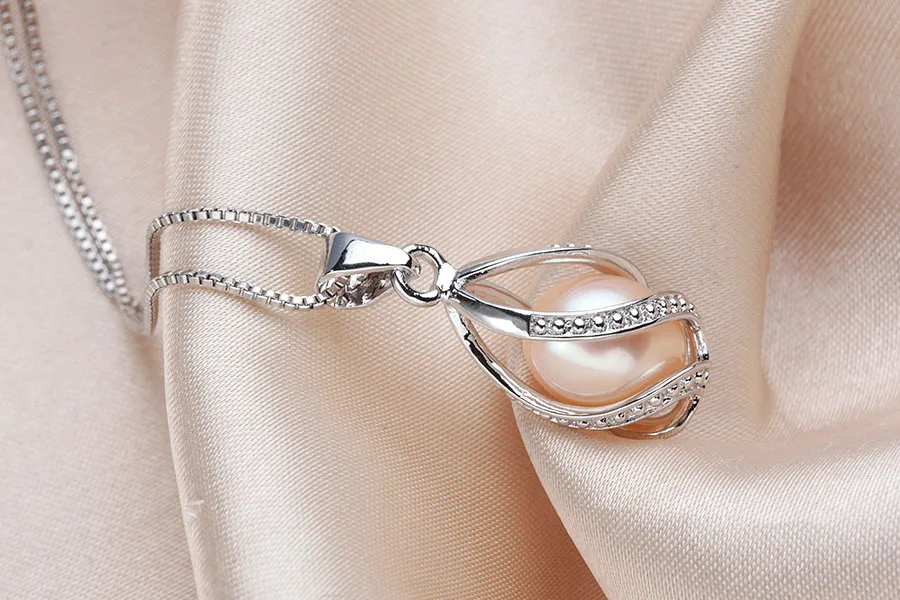 Натуральный пресноводный жемчуг подвеска в клетку для женщин серебро 925 ювелирные изделия белое жемчужное ожерелье с 45 Чиан