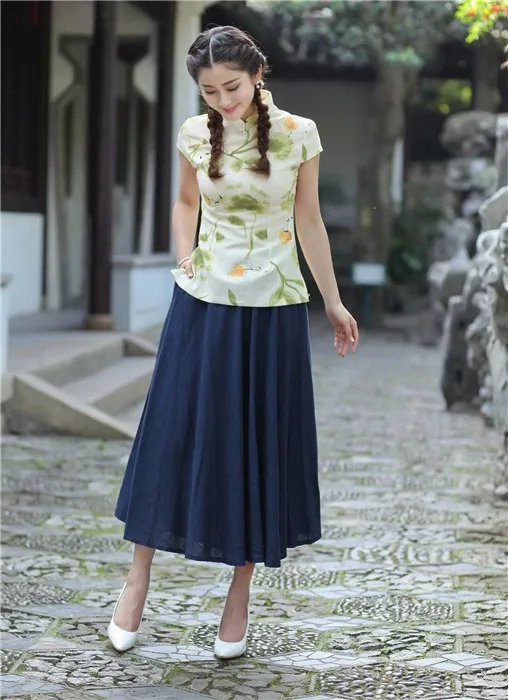 Летняя Повседневная хлопковая длинная льняная юбка женская элегантная складчатая юбка винтажная темно-синяя Расклешенная юбка Размер S M L XL XXL 2522-1