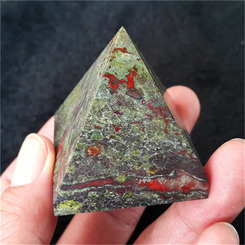 Natural Dragon Blood Stone Jasper Crystal PYRAMIDin Stones from Home