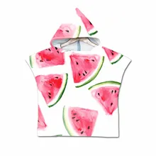 Summer Fruit Watermelon Hooded Towel For Kid Super Soft Microfiber Beach Towel Wearable Towels Coat As Gifts 3D Digital Printing
