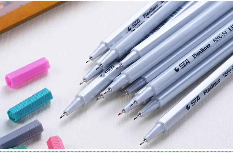 STA 26 Ассорти Цвета Fineliner Pen Set 0,4 мм микрон Наконечник иглы Цветной Pigma чернилами для студентов поставок