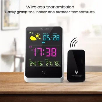 

LCD Digital Alarm Clock Forecast Weather Station Nixie Clock Electronic Desk Table Watch With Wireless Sensor Indoor outdoor
