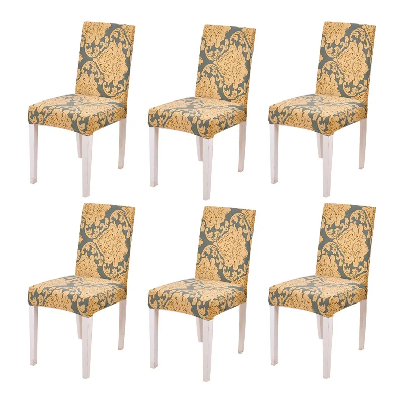 6 шт. спандекс чехлы на стулья для столовой эластичные чехлы на стулья для банкет ресторан отель хауссе де шезлонг моющиеся - Цвет: Caramel