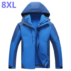 Два в одном Новый плюс размер 8XL 7XL6XL зимние мужские куртки тепловой jaqueta Толстая куртка плащ куртка мужская верхняя одежда