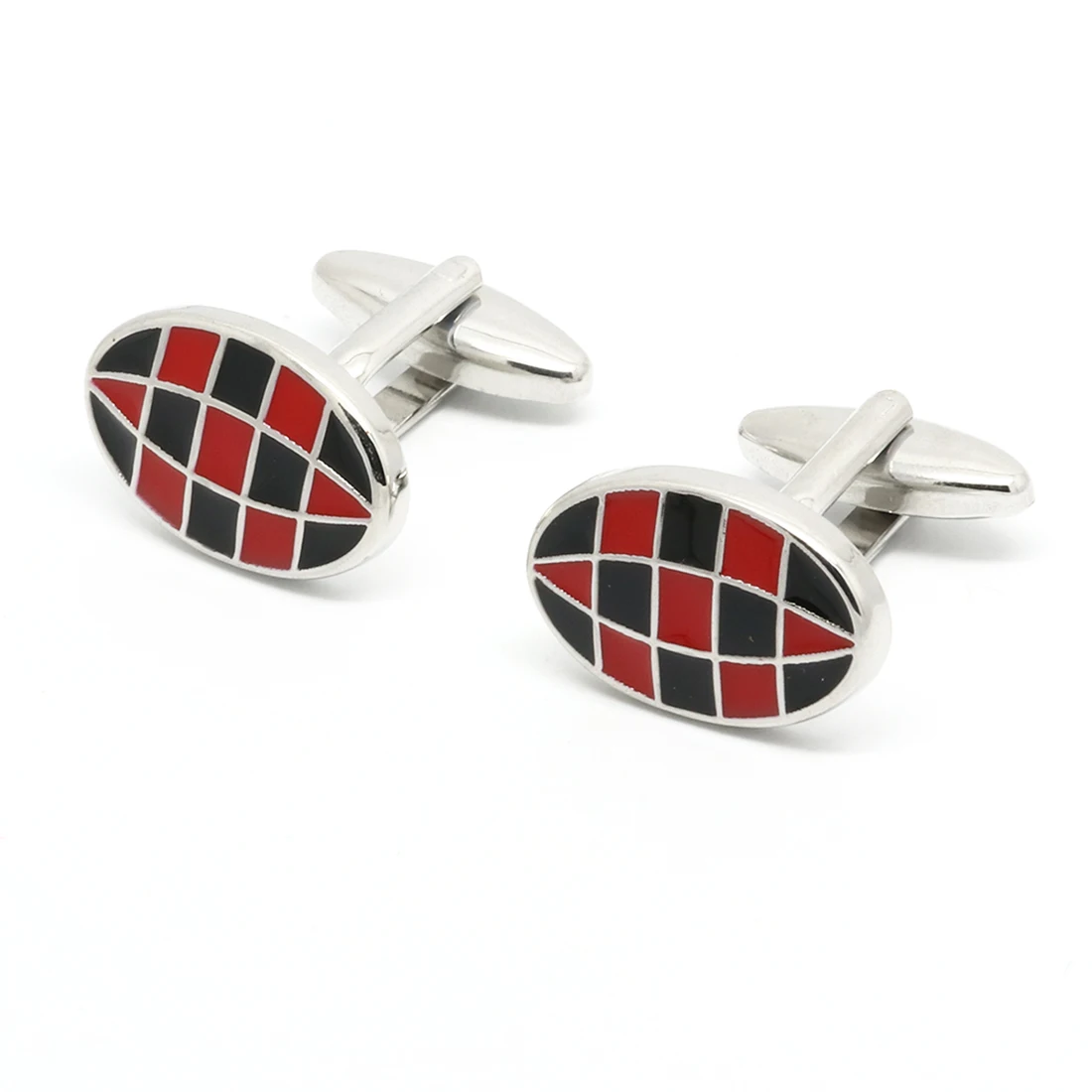 Ellipse Black and Red Cufflinks For Mens Fashion Brand Cufflink High