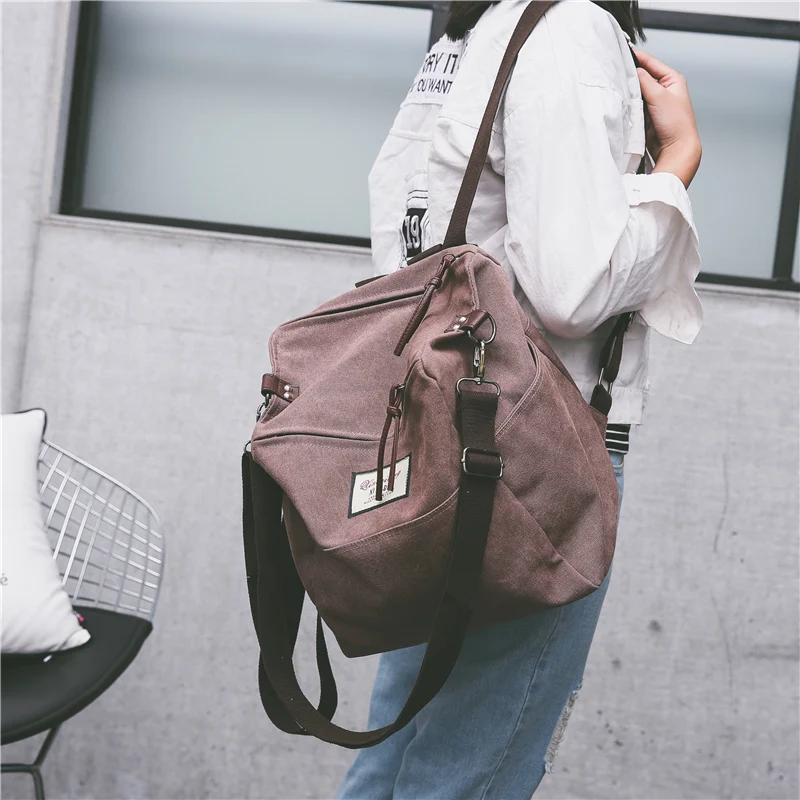Korean Style Fashionable Female Canvas Backpack Harajuku Style Large Capacity Casual Backpack For Travel College Style Schoolbag1