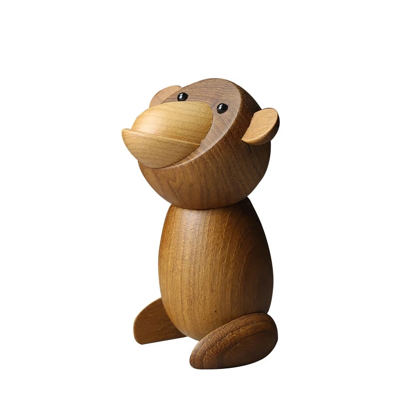 

Nordic Pure hand-made Wood Monkey Figurine puppets office Gifts Animal Crafts home decoration accessories