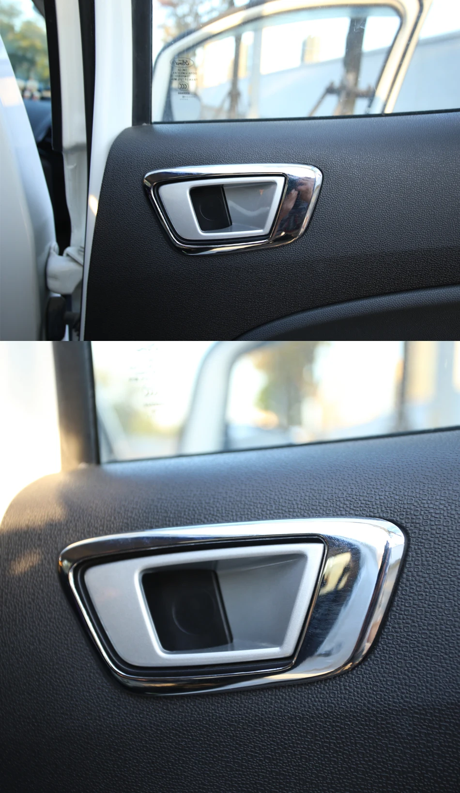 Жеребенок сжигание Abs черный внутренняя отделка двери ручной обхватив декоративное кольцо Стикеры для Ford Ecosport Fiesta MK7 авто аксессуары