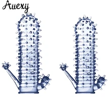 AUEXY Delay Condoms erection cock Sleeve Ring Full Cover Penis Reusable Impotence condom Extensions dildo G-spot porn Sex Toy