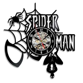 

2019 Saat Horloge Mural Spiderman Wall Clock Design Decorative Boys Room Clocks Mute Vinyl Lp Record Watch Home Decor 12 Inch