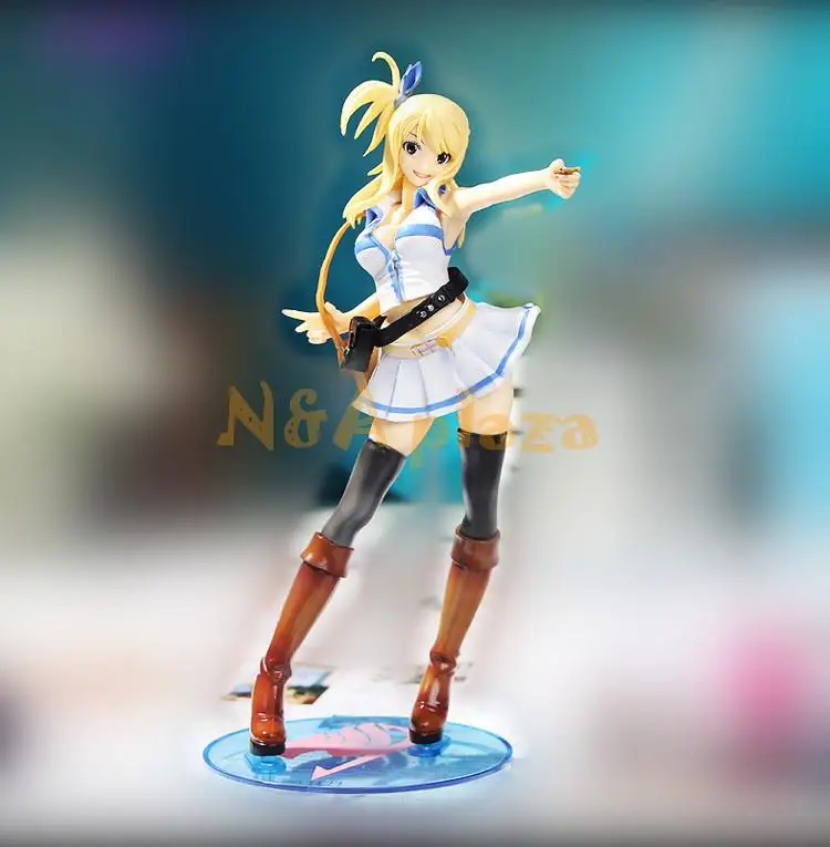 Anime Fairy Tail Lucy Heartphilia White Dress  PVC Figure Sexy Figure Model  Wholesale  Free shipping