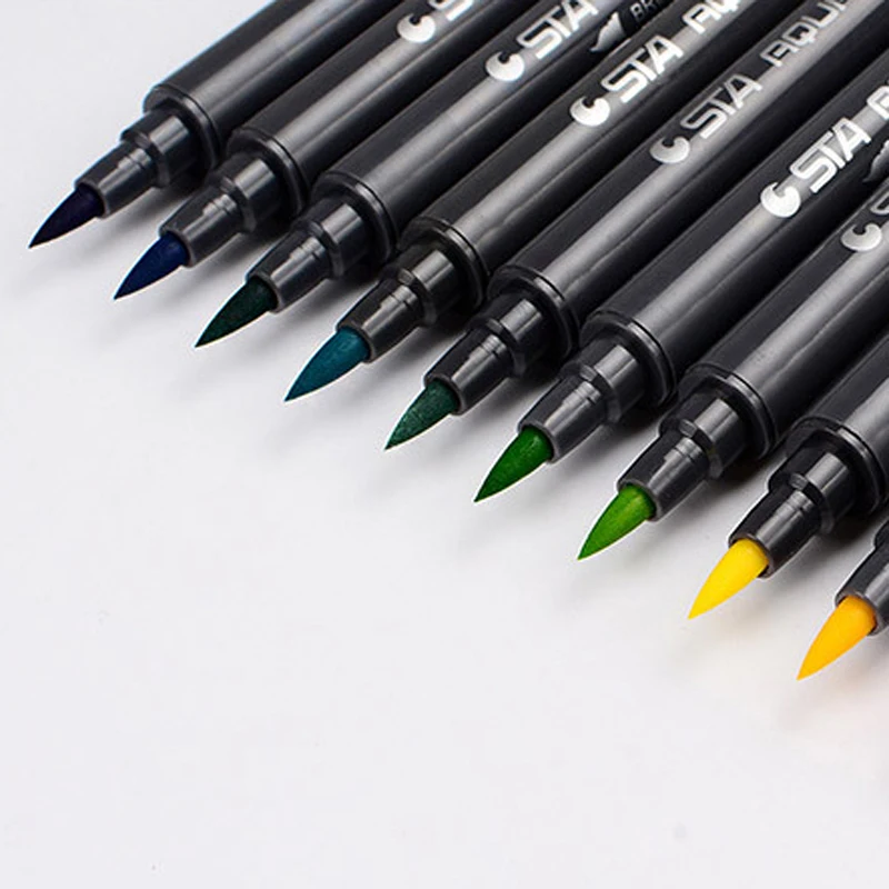 Брендовые ручки-маркеры с двойной кисточкой на водной основе с наконечником для карандашей 12 24 36 48 цветов, мягкие акварельные маркеры для рисования художников