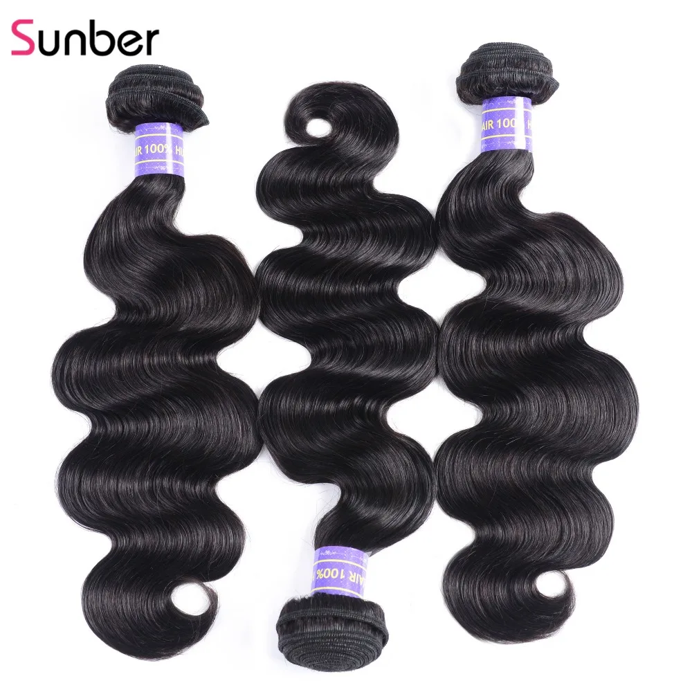 

SUNBER HAIR Remy Peruvian Body Wave Human Hair Bundles Can Be Dyed Natural Human Hair Weaving 3pcs/lot Double Weft Free Shipping