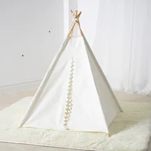 Белый холст Pom собака вигвама кровать для домашних животных кошка вигвама палатка собака 2" без коврика