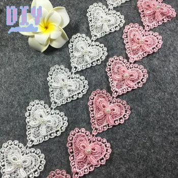 

15Yards Heart shaped bead Chiffon Lace Trim Wedding Dress Bridal Lace Fabric DIY Craft Clothes Hair Accessories