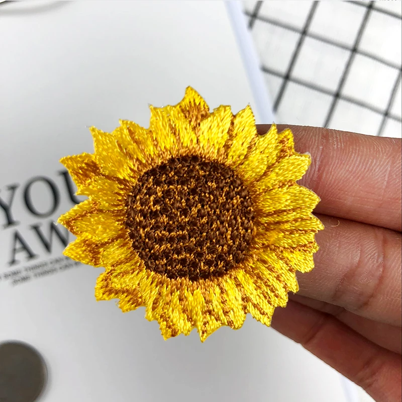 2 шт. искусственная брошь в виде подсолнуха для украшения одежды утюгом на